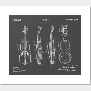 Horizontal Violin Patent White Posters and Art